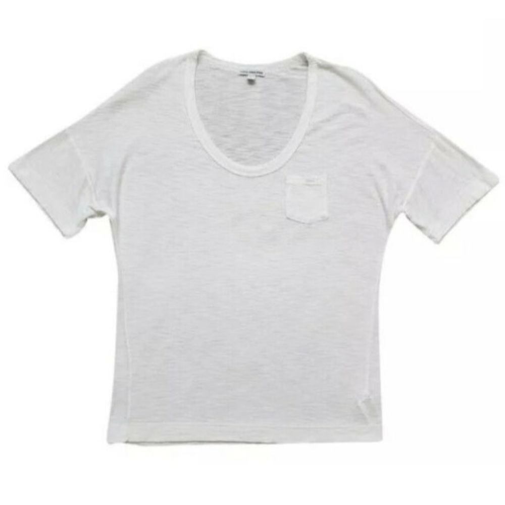 James Perse White Boyfriend Slub Pocket Tee